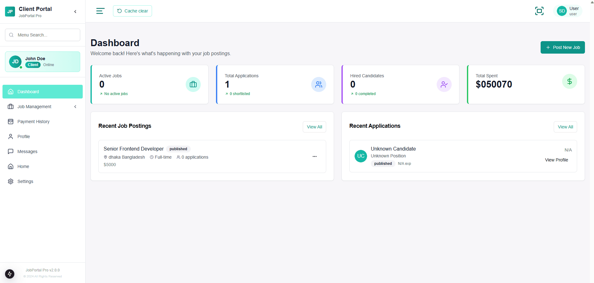 Facilities management dashboard with key performance indicators